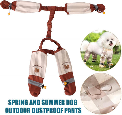Anti Dirt Pants for Dogs Outdoor Dust-Proof Dog Pants Waterproof Boot Rain Boots with Suspender Anti-Slip Dog Paw Protector Shoes Adjustable Anti-Slip Boots for Walking Hiking (L)