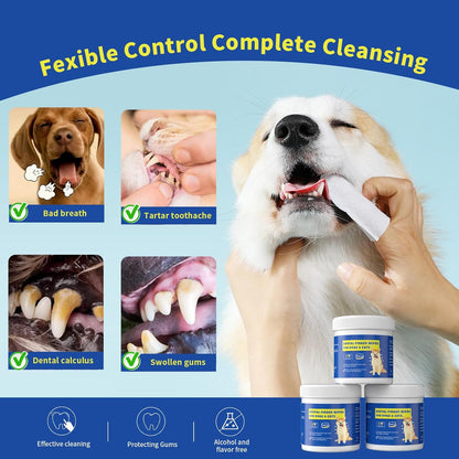 50Pcs Teeth Cleaning Wipes for Dogs & Cats, Dog Dental Care Wipes, Disposable Gentle Cleaning & Gum Care Pet Wipes
