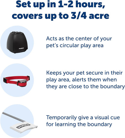 PetSafe Stay & Play Wireless Fence for Stubborn Dogs - America's Safest Wireless Pet Containment System - No Dig Electric Fence with Circular Boundary - Secure 3/4-Acre Yard - for Dogs 5lb+
