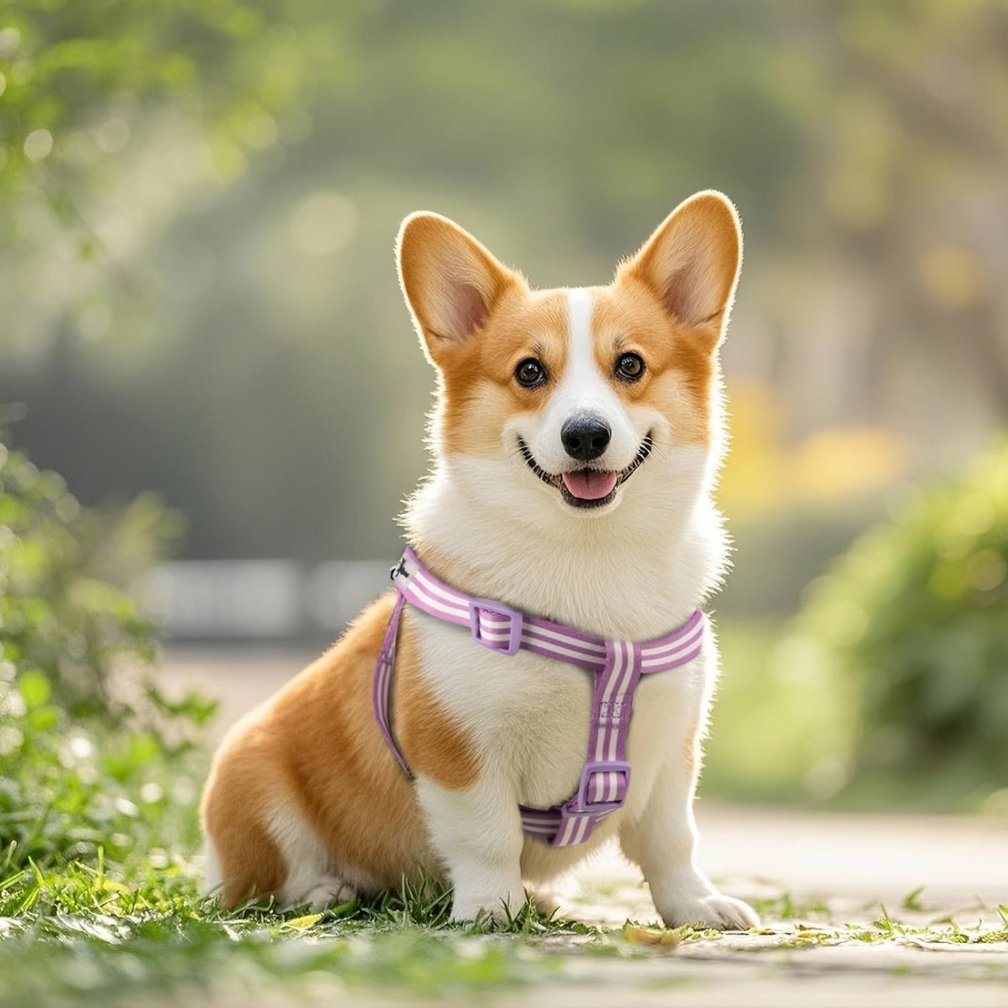 Harness Medium Size Dog, Freedom Nylon Dog Halter Vests, Lightweight and Escape Proof Puppy Harness, Quick Fits for Small Medium and Large Dogs, Purple M