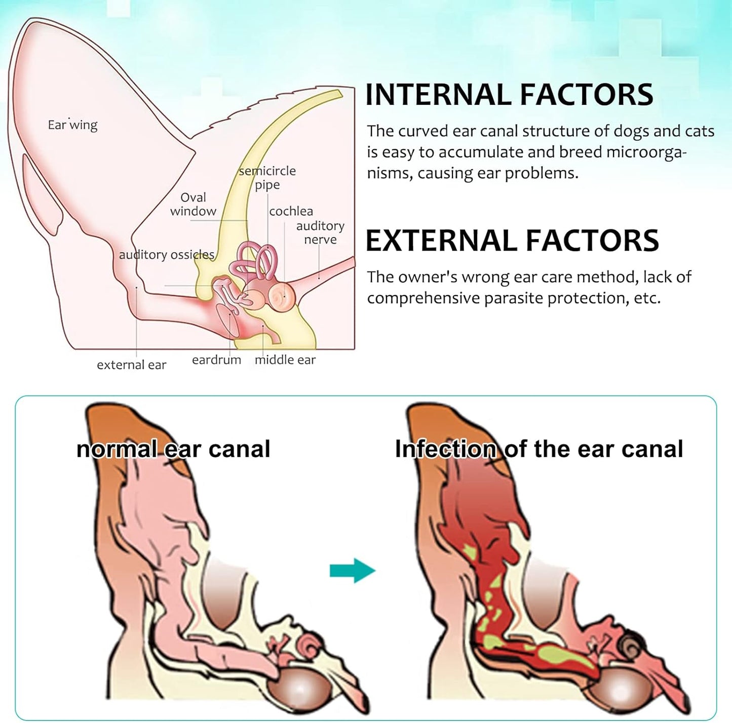Ear Drops for Dogs & Cats - Cat Ear Treatment with Aloe Vera, Soothes Itching, Vet-Recommended Formula for Pets Ear Cleaning, Fast-Acting
