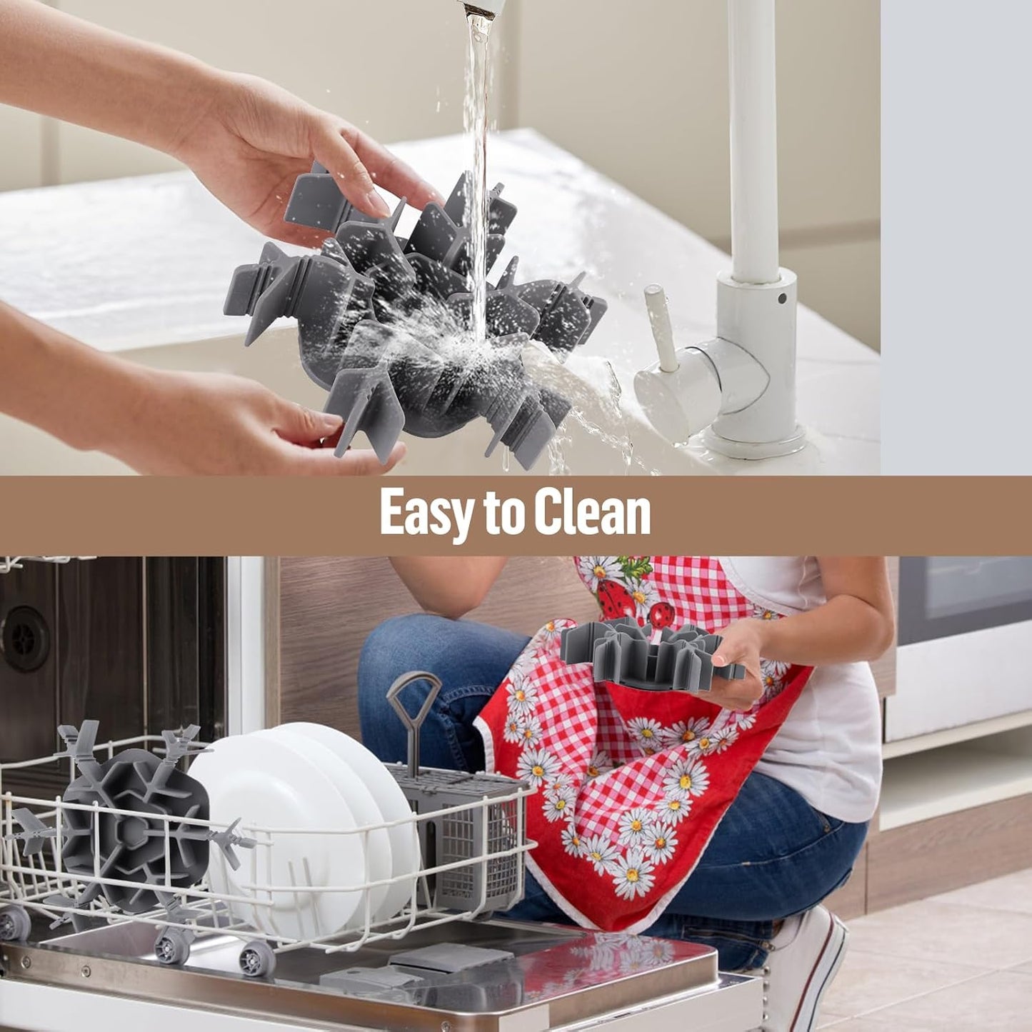 Slow Feeder Insert for Dog Bowl, Cuttable Dog Slow Feeding Insert with 8 Upgraded Large Suction Cups, Adjustable Length 4.7-7, Fits Small Medium Dogs (Grey)