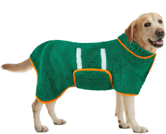 Bienbee Dog Bathrobe, Quick Drying Super Absorbent Dog Robes for After Bath, Warm Keeping Dogs Towel, Dogs Bath Supplies, Dark Green XL