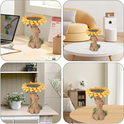 Sunflower Polyresin Bird Bath, Sunflower Resin Bird Bath | Outdoor Sunflower Resin Bird Bath with Ladybird Detail,Wild Bird Feeder