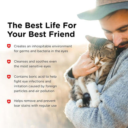 Nutri-Vet Cat Eye Rinse, Sterile Solution Gently Cleanses Eyes and Surrounding Tissue, Removes Debris Pollen and Mucus, Relieves Irritation, Helps Reduce Tear Stains, Sensitive Ophthalmic Flush, 4oz