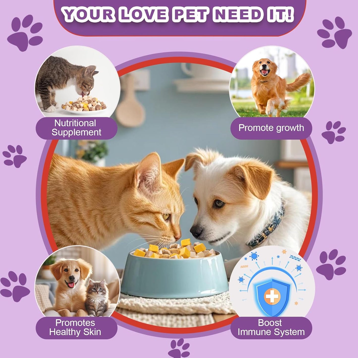 Dylan's cabin Cat Dog Food - Freeze Dried Dog Treats 5 in 1 Meat Chicken Duck Salmon Yolk Chicken Liver Meat Natural Human-Grade Cat Snack(142g)