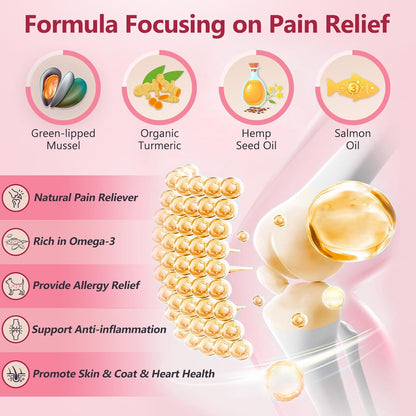 ZEBORA Salmon Oil & Glucosamine for Dogs, Omega 3 Fish Oil for Dogs Skin and Coat