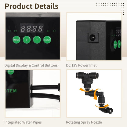 Smart Mist Sprayer with Two Free-Rotating Spray Nozzles, Reptile Humidifier Misting System with Timer, Lizard Snake Habitat Atomizer for Tropical Plants, Includes Long Pipe, Power Adapter