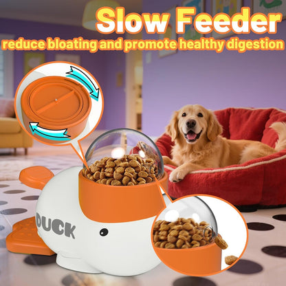 Dog Interactive Treat Dispenser Toy Food Puzzle Slow Feeder Duck-Shaped Dog Puzzle Feeders for Small Medium Dogs Cats IQ Training Reduces Bloating for Healthy Eating White