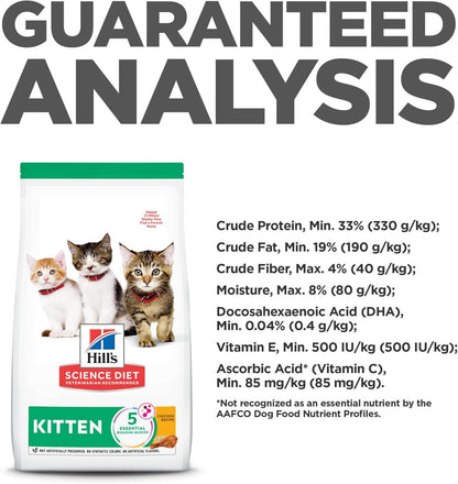 Hill's Science Diet Kitten, Kitten Premium Nutrition, Dry Cat Food, Chicken Recipe, 7 lb Bag