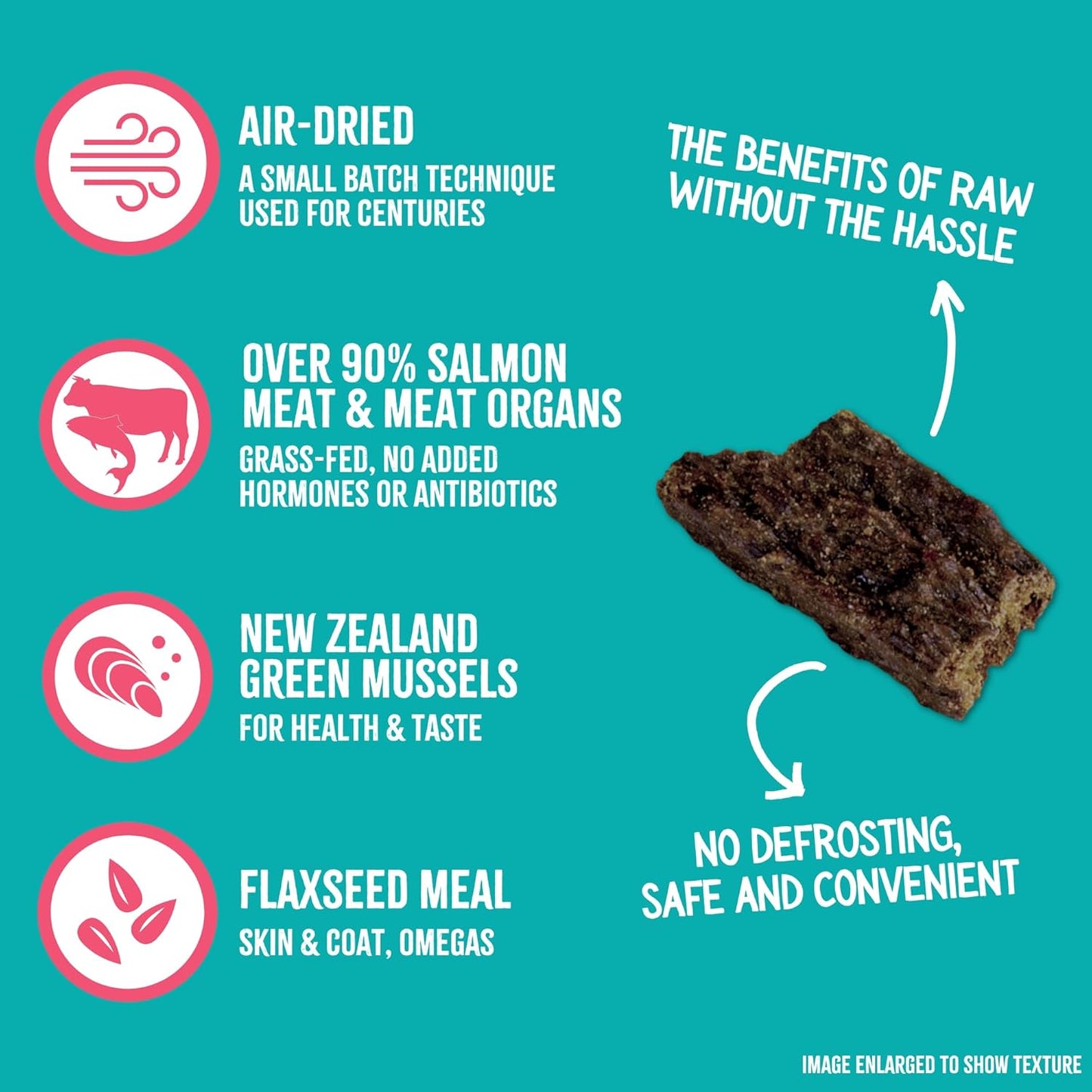 RawTernative Air Dried Dog Food, High Protein, Over 90% Real Salmon & Beef + New Zealand Green Mussels, Complete Meal or Topper, Grain Free, Gluten Free, Non GMO, (5 lb Bag)