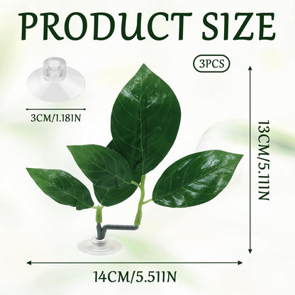 3 Pcs Betta Fish Leaf Hammock, Plastic Betta Leaves with Suction Cups, Betta Fish Leaf Pad Simulating The Natural Habitat for Sleeping Resting Hiding Playing Breeding, Fish Tank Accessories, Green