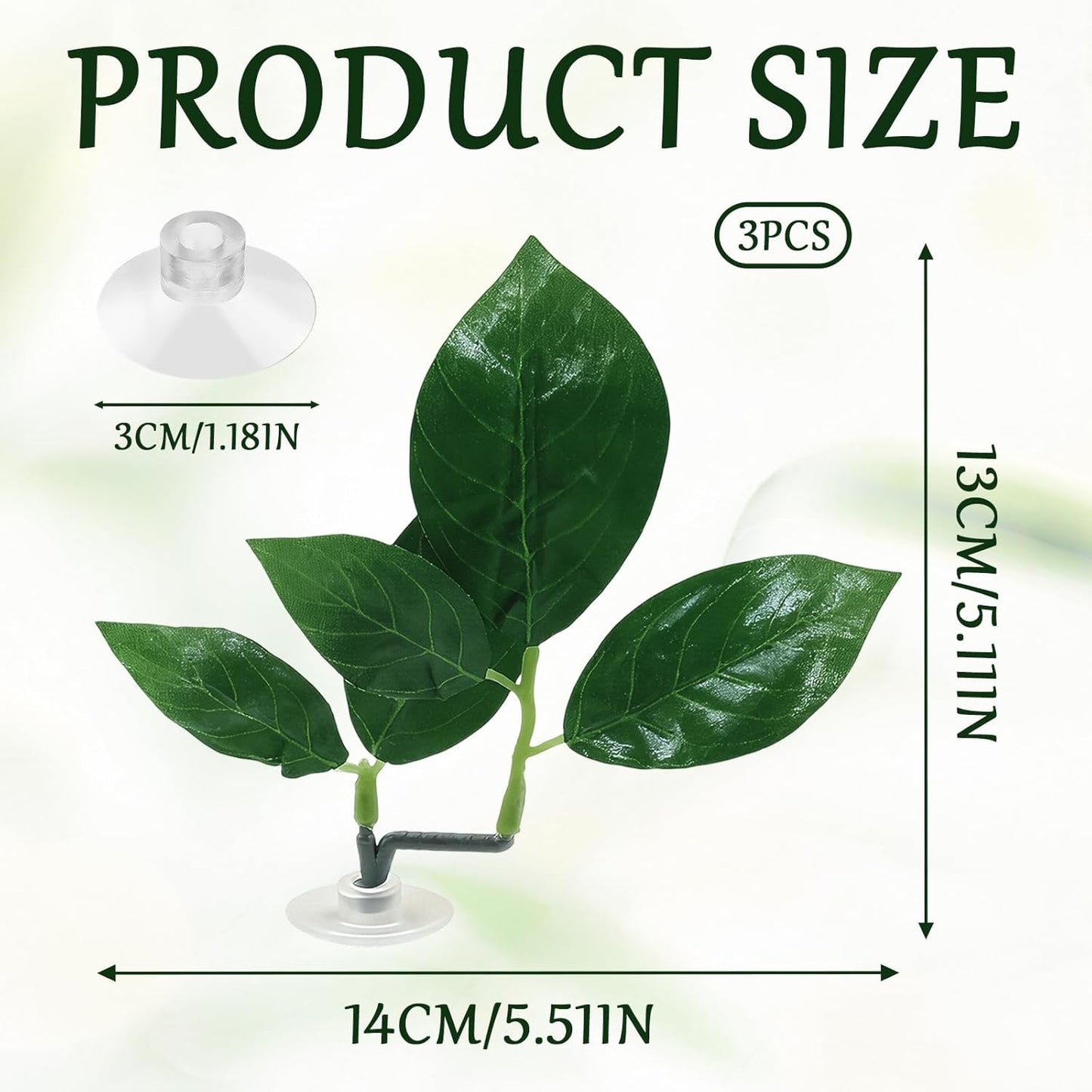 3 Pcs Betta Fish Leaf Hammock, Plastic Betta Leaves with Suction Cups, Betta Fish Leaf Pad Simulating The Natural Habitat for Sleeping Resting Hiding Playing Breeding, Fish Tank Accessories, Green