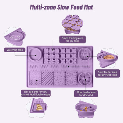Large Silicone Snuffle Mat, 32"x 20" Dog Lick Mat with Suction Cups, Slow Feeder for Small | Medium | Large | Multiple Dogs Slow Eating, Boredom Reducer (Purple)
