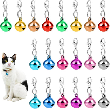 10 pcs Pet Bells for Dog Cat Collar, Metal Round Collar Charms Loud Crisp Sound with Clasps, Kitten Small Animal Pendant Accessories, Christmas Decoration Jingle Bell(Colourful)