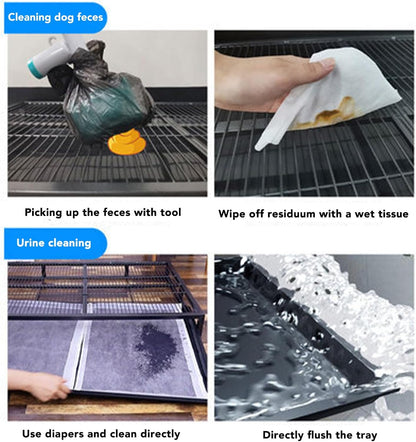 Dog Training Toilet, Reusable Iron Dog Potty Tray with Removable Wall for Small Medium Pets, Indoor Outdoor Pet Pad Holder (L)