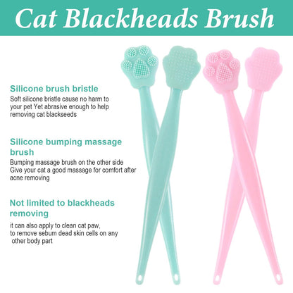 4PCS Cat Chin Acne Brush,Black Seed Soft Silicone Cat Acne Chin Scrubber, Cats Chins Cleaner Acnes Chins Treatment, Cats Brush for Feline Blackhead Removal (Pink & Green)