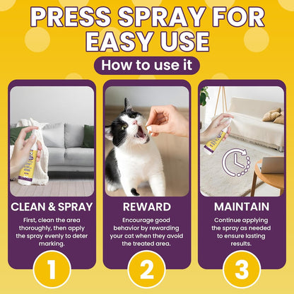 Enhanced Cat Deterrent Spray 10.14 Fl Oz No Scratch for Cats Indoor & Outdoor Keep Off Cat Spray Natural Safe Repellent for Effective Training Aid for Furniture Curtain Sofas Protection