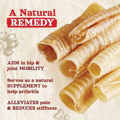 Natural Farm Beef Trachea (12 Inch, 8 Pack), 100% Beef Chews, Natural Glucosamine and Chondroitin for Joint & Hip Mobility, Bone Strength – Low Fat Crunchy & Crispy Treats for All Dogs