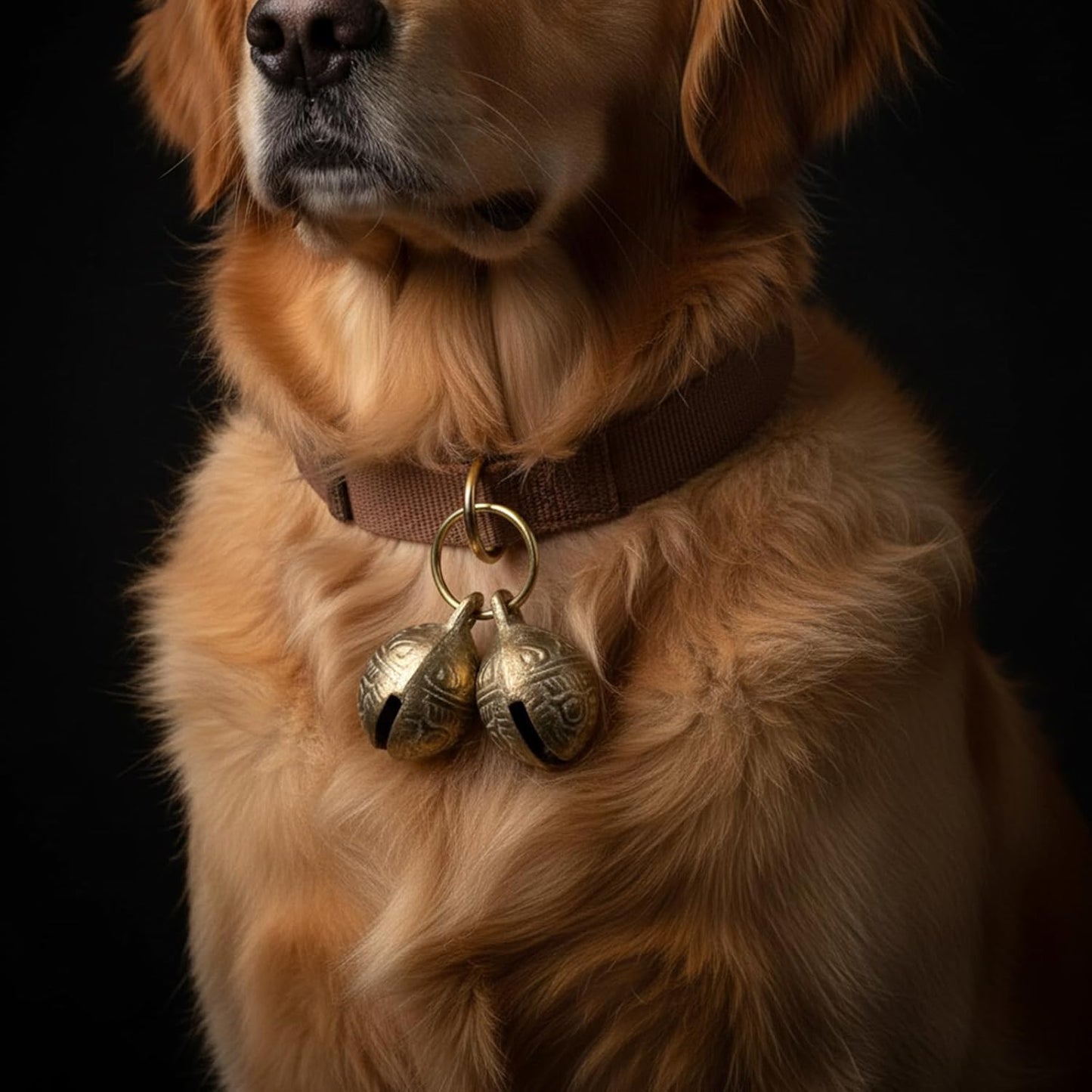 Copper Bell for Dog Collar, 2 PCS Large Brass Dog Bells Collars Extra Loud Collar Bell for Pet Tracking Anti Lost Training Pets Pendant Accessories Anti Theft Bells for Medium Large Dogs & Cats