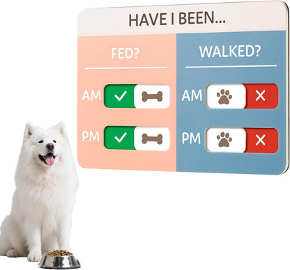Dog Feeding Reminder Sign, Pet Feeding Tracker with Magnet, AM PM Daily Acrylic Slider Board for Fridge Wall Mounting, Plus Walking Reminder, Blue and Pink, 6.8" x 4.7" Pet Supplies