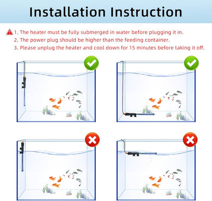 HiTauing Aquarium Heater 300W, Adjustable Knob Fish Tank Heater with 2 Powerful Suction Cups, Submersible Betta/Turtle Tank Heater for Freshwater and Saltwater Tanks