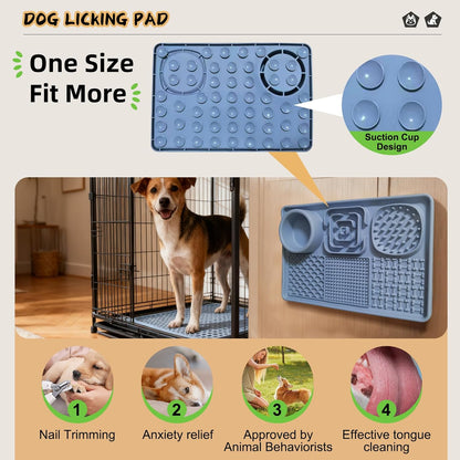 Dog Lick Mat for Anxiety Relief, Slow Feeder Alternative, Pet Enrichment Treat Mat, Boredom Buster, Durable Food-Grade Silicone, Dishwasher & Freezer Safe (Blue, Rectangle)