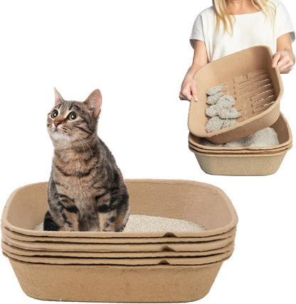 Kitty Sift (Set of 1 Litter Box & 5 Sifting Liners) Disposable Sifting Cat Litter Box Large, 6 Count, Durable Portable for Travel and Home Odor Control
