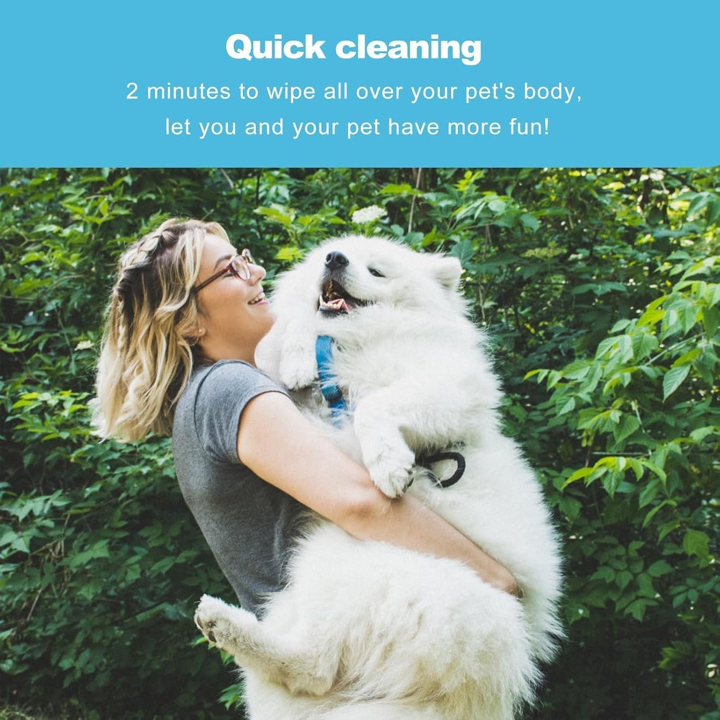 Pet Cleaning Glove Wipes for Dogs & Cats, Cleaning and Deodorizing Disposable Bathing Wipes for Fur, Paws and Butt,Rinse Free for Grooming and Travel, Hypoallergenic Unscented, 6 PCS