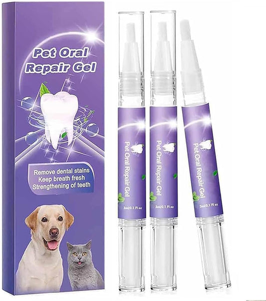 3Pcs Pet Oral Repair Gel, Pet Oral Restoration Whitening Gel, Pet Teeth Care Gel Cleaner Teeth & Fresher Breath, Without Brushing