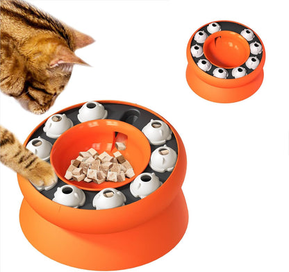 Cat Slow Feeder Bowl, Non-Slip Interactive Food Puzzle for Fast Eaters, Indoor Cats & Kittens, Fun Mental Stimulation & Bloat Prevention, Dishwasher Safe Pet Feeding Mat