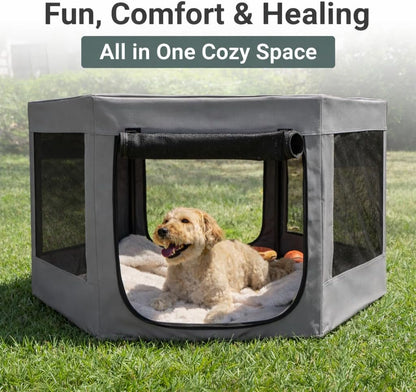 Pet Playpen with Top - Perfect for Puppies & Small Dogs - Indoor and Outdoor Puppy & Dog Play Pen - Features 2 Doors for Easy in and Out Access