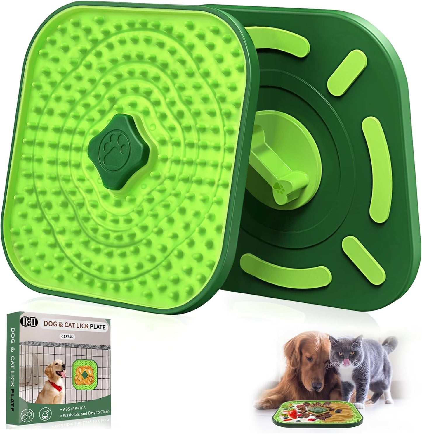 CIICII Dog Lick Mat for Dogs Crate, 2 in 1 Slow Feeder Treat Mat (Large 7.1" Dog Licking Plate + Crate Training Aid) with Silicone Anti-Slip Pad for Dogs/Cats Anxiety Reduction & Boredom Relief
