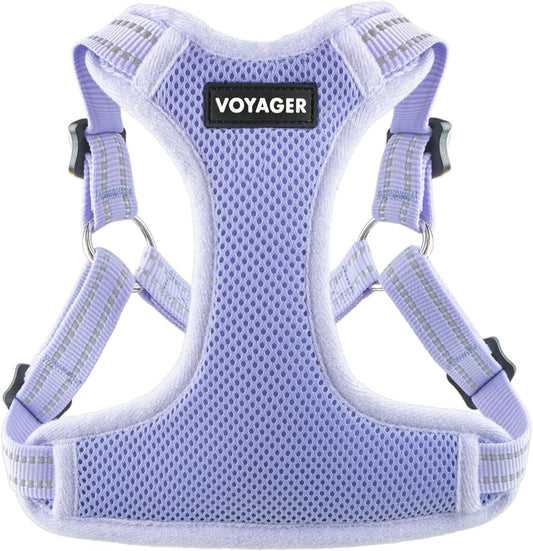 Best Pet Supplies Voyager Mesh Dog Breathable Harness Reflective Stitching, All Weather Adjustable for Walking Training, or Running - Heavy Duty & Durable, Harness (Lavender), S