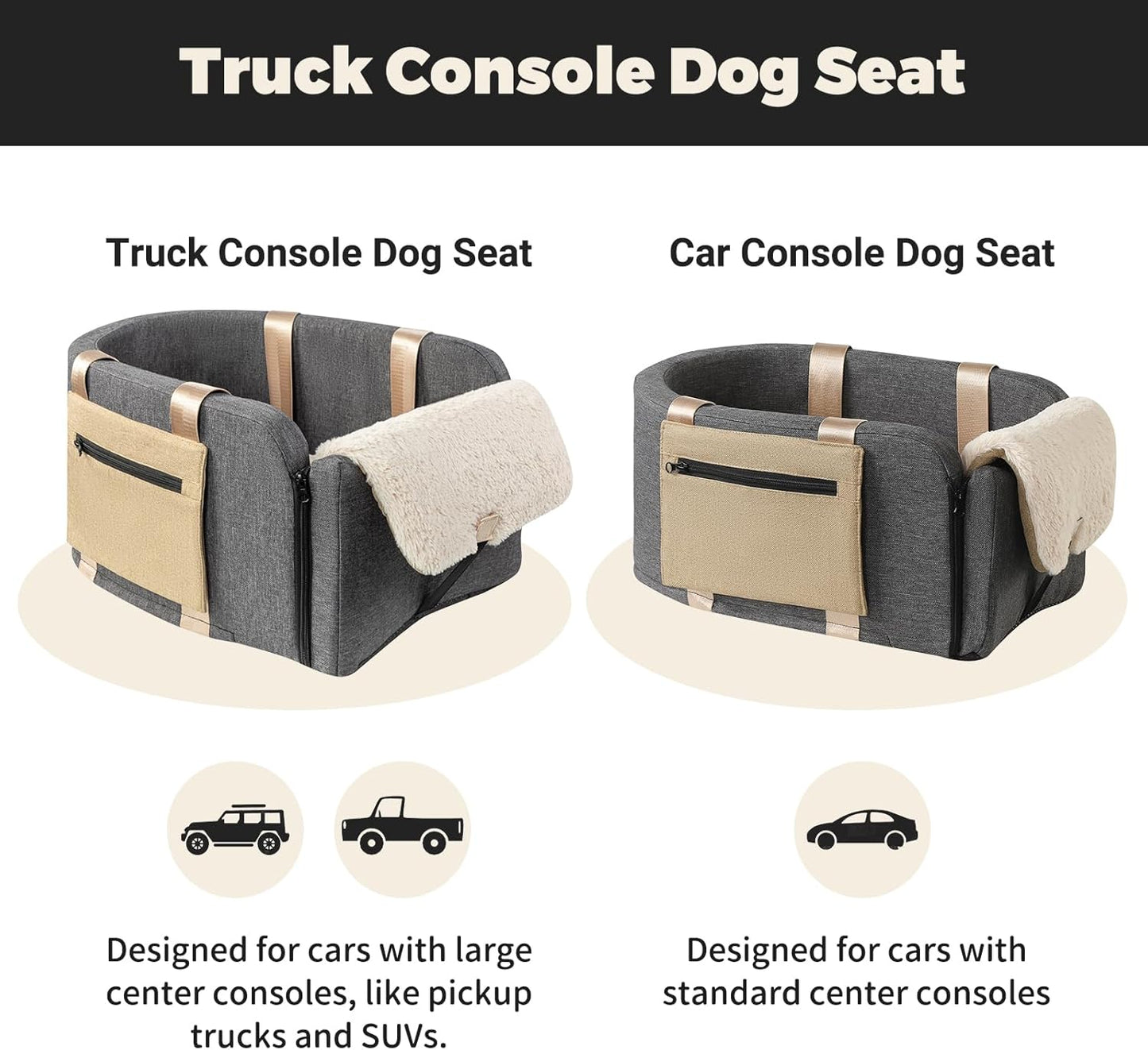 Large Console Dog Car Seat - Truck Dog Booster Seats for Big Console Vehicles Large Space for Dogs UP to 18lbs, Pretty Sturdy Pet Car Seat Designed for Pickup and Trucks