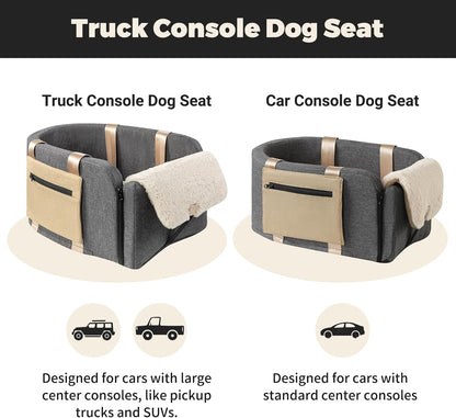 Large Console Dog Car Seat - Truck Dog Booster Seats for Big Console Vehicles Large Space for Dogs UP to 18lbs, Pretty Sturdy Pet Car Seat Designed for Pickup and Trucks
