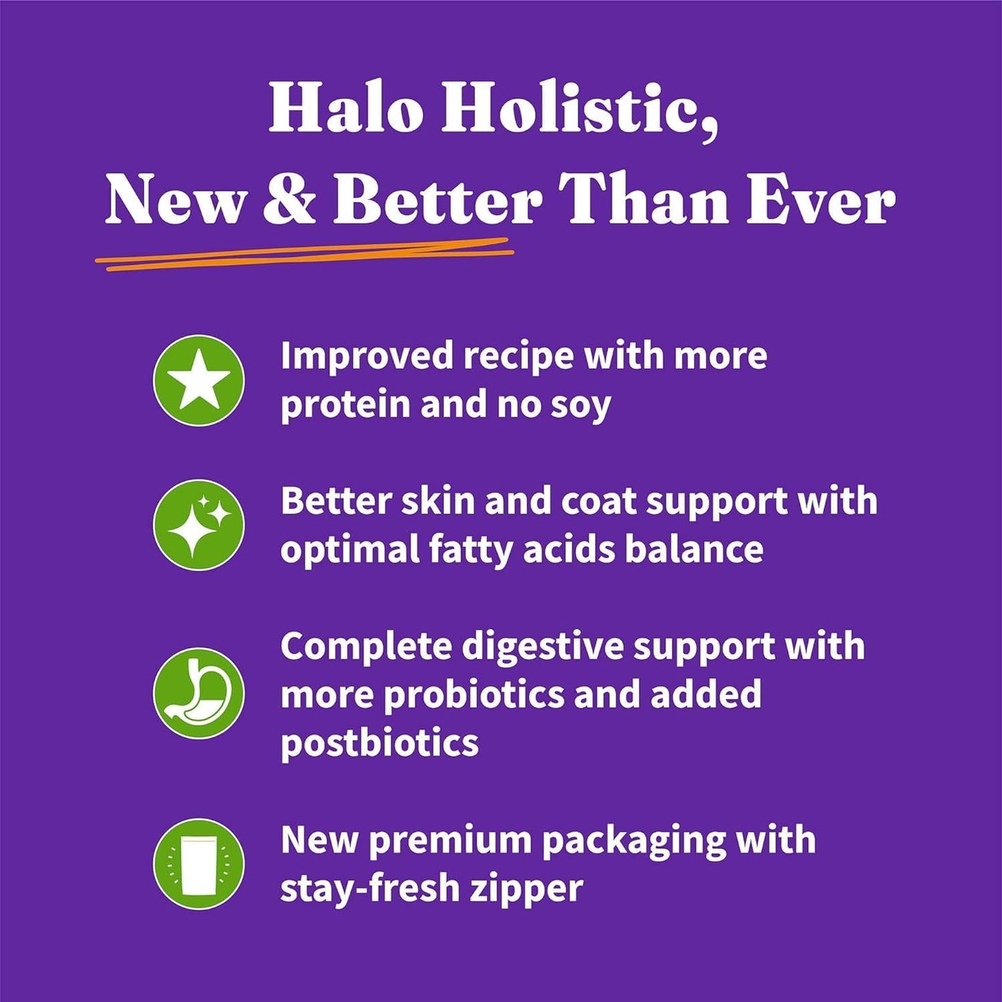 Halo Holistic Plant-Based Recipe With Superfoods, Complete Digestive Health, Vegan Dry Dog Food Bag, Adult Formula, 21-lb Bag