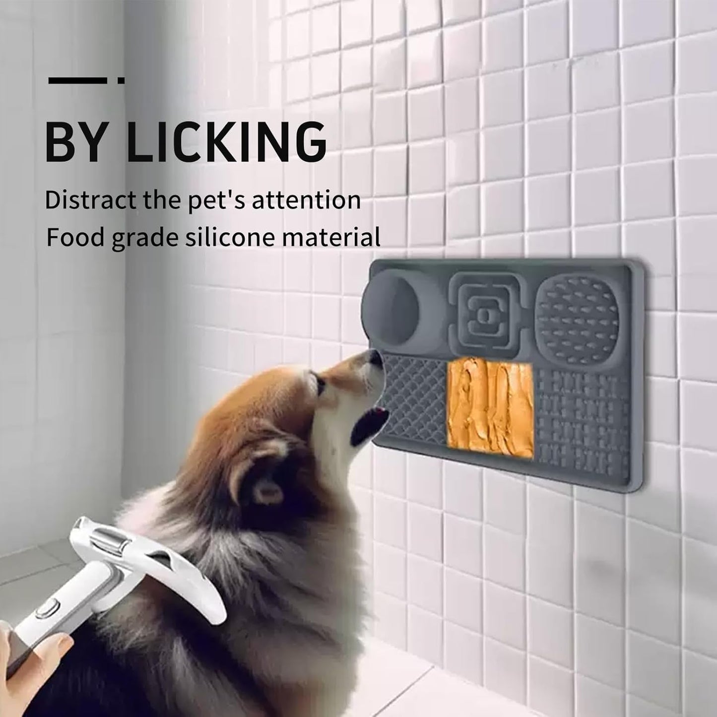 Pet Slow Feeder Licking Mat, 6-in-1 Multifunctional Bowl for Dogs & Cats, Food-Grade Silicone, Non-Slip Suction Cup，for Small & Medium Breeds (Blue)