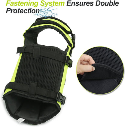 VIVAGLORY Rip Stop Dog Life Vest, Swimming Vest with Handle, Buoyancy for Doggy Puppy, Dog Life Jacket for Swimming & Boating, M, Bright Yellow