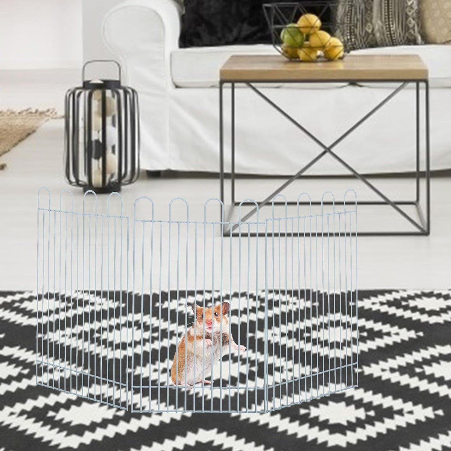 Small Animals Playpen 12-Panel Nylon Pet Fence with Snap Lock, Metal Frame Activity Pen for Hamsters and Bunnies Indoor Exercise and Isolation