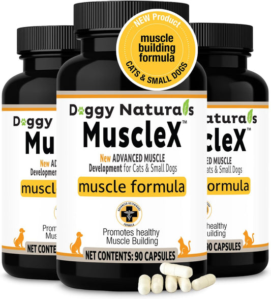 MuscleX™ Canine Muscle Formula Cats & Small Dogs with 300mg CaHMB & Vitamin D3 - Natural Muscl Building Formula-Helps Reduce Muscle Loss Due to Normal Aging & Improves Recovery from Injury(270 Caps)