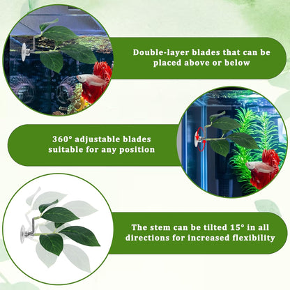 Betta Fish Hammock, 3 Pcs Betta Fish Leaf Pad Aquarium Plants Decor Simulating The Natural Habitat for Fish Tank Accessories Betta Sleeping Resting Playing Hiding Breeding with Plastic Suction Cup