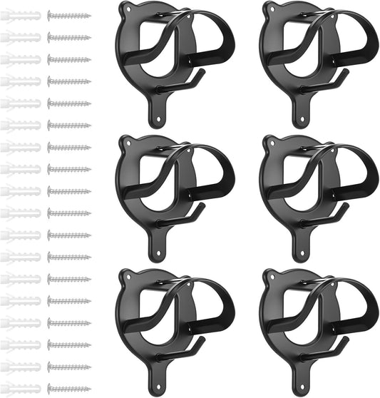 6 Counts Horse Bridle Rack, Iron Bridle Bracket with Tubes and Screw, Wall Mount for Horse Tack Storage, Halter Hanger, Tack Room and Barn Supplies, Black
