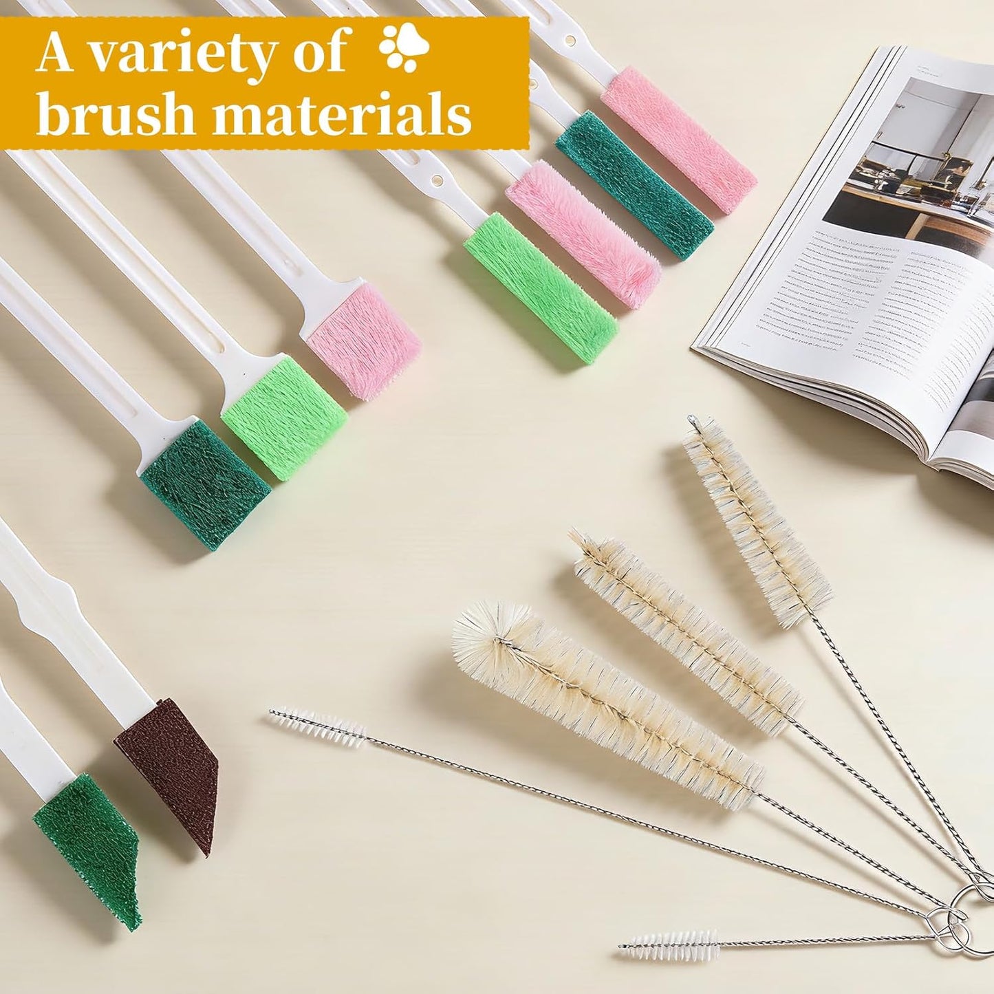 14 PCS Pet Water Fountain Cleaning Kit Supplies Water Fountain Brushes with Compressed Sponge for Most Dog Cat Waters Dispenser