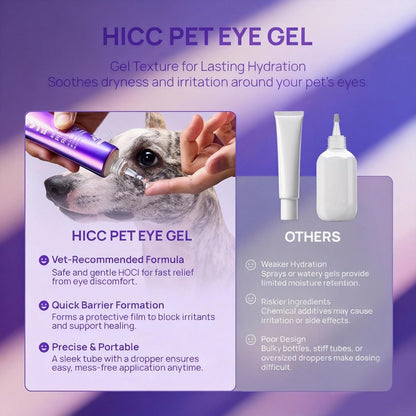 HICC PET Dog Eye Gel, Vet-Recommended Dog Eye Infection Treatment, Cat Eye Drops Wash, Soothes Irritation, Moisturizes Dry Eyes, Pet Eye Drops Ointment Alternative for Dogs, Cats, Horses. 2 fl oz