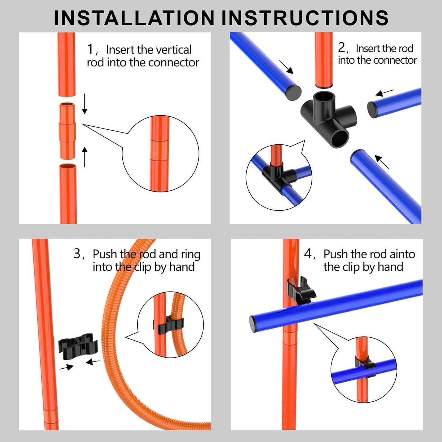6Set Dog Agility Jumps Hurdle Course Training Equipment for Dogs, Indoor Outdoor Backyard Exercise Equipment