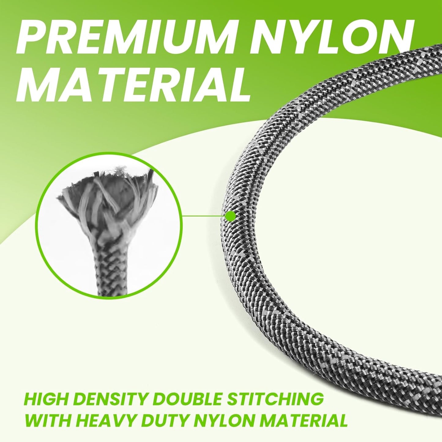 Black 8-in-1 Multifunctional Hands Free Reflective Rope Dog Leash for Medium Large Dogs-8ft Adjustable Heavy Duty Nylon Slip Lead with Double Ended Waist & Crossbody for Tie Out Training & Running