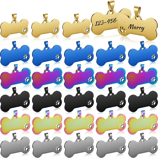 30pcs pet tag Colorful Dog id Tags Personalized Aluminum pet tag Personalized cat Blank Dog Tags for DIY Engraving Animal Name Phone Number ID Craft Dogs Cat Hole