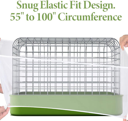 Bird Cage Seed Catcher White Bird Cage Net Cover Adjustable Birds Cages Netting Seed Catcher Stretchy Birds Cages Guard for Parrot Enclosures