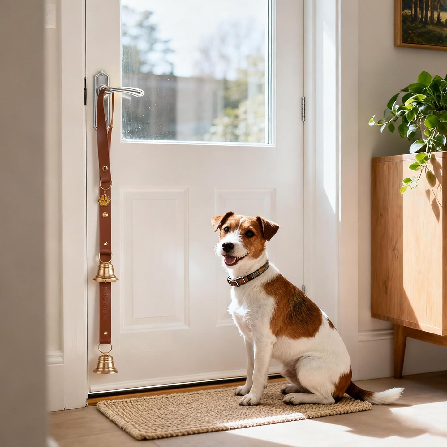 Leather Dog Door bells for Potty Training, Big Brass Puppy Dog Door Bells Extra Loud for Dogs Training, Housebreaking, Door Knob, Dog Bell to Ring to Go Outside Puppy Pet Supplies Leather 2Packs